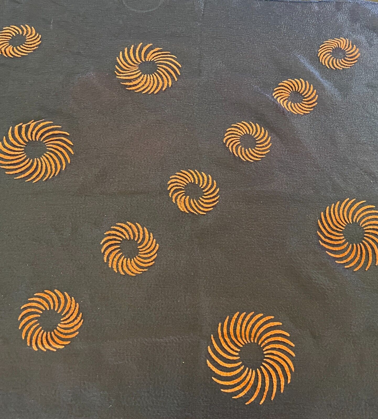 Square Nylon Neck Head Scarf Blue Orange Sun Swirl 64x68cm Vintage 1960s