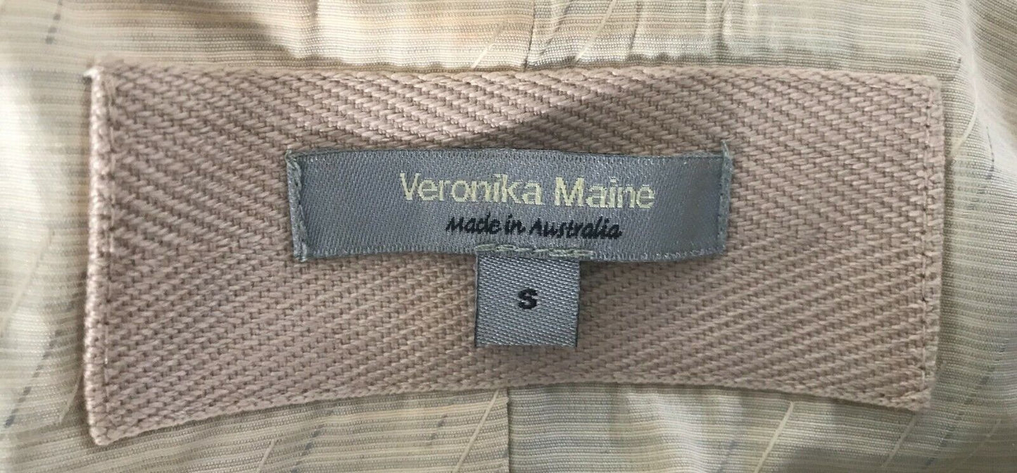 VERONIKA MAINE Jacket Light Green Tweed Fabric 3/4 Sleeve Tailored Coat Sz S 10