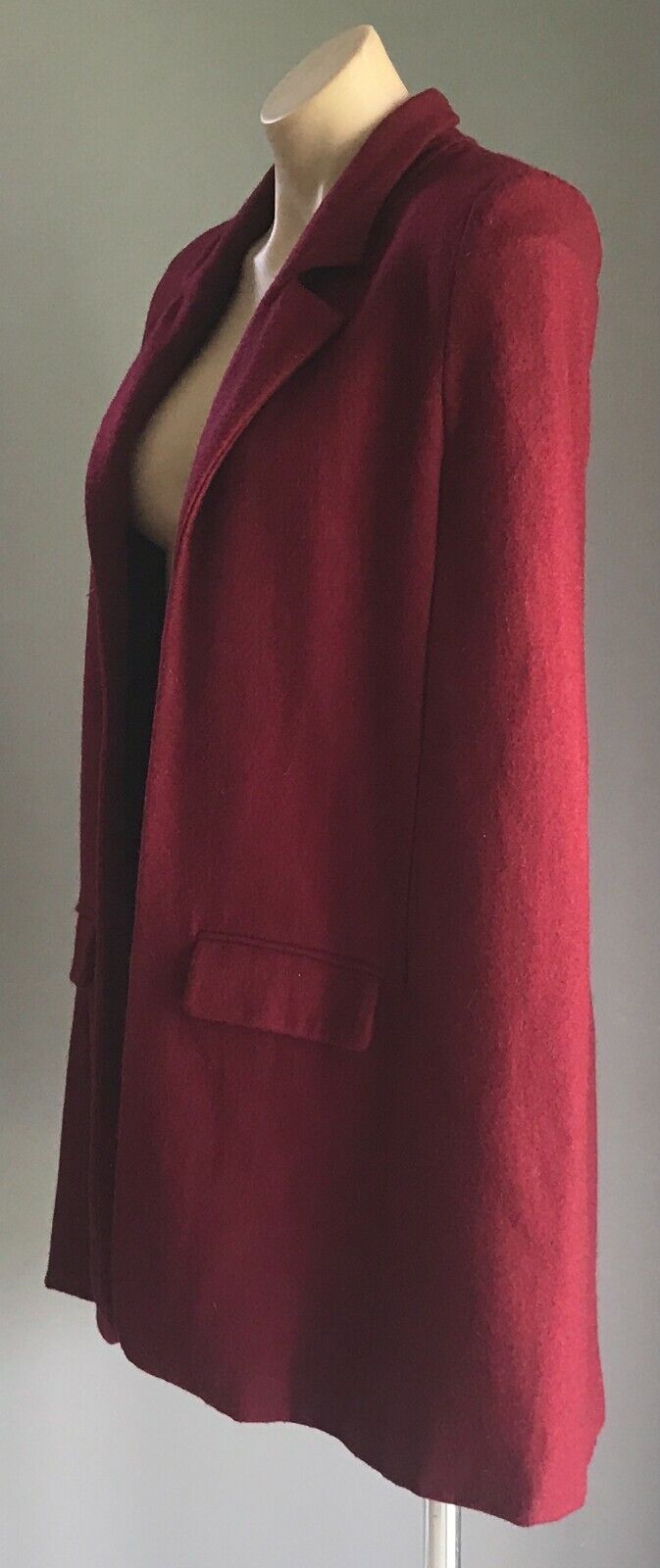 Jacket SHAKUHACHI Cape Burgundy Wool Mix Sleeveless Ladies Size 6 AU 8 10