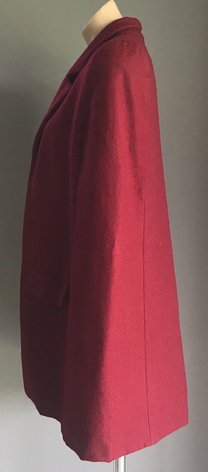 Jacket SHAKUHACHI Cape Burgundy Wool Mix Sleeveless Ladies Size 6 AU 8 10