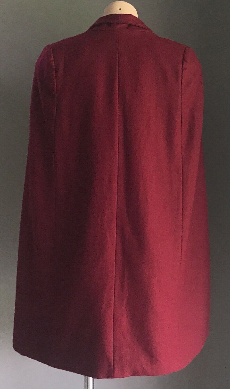Jacket SHAKUHACHI Cape Burgundy Wool Mix Sleeveless Ladies Size 6 AU 8 10