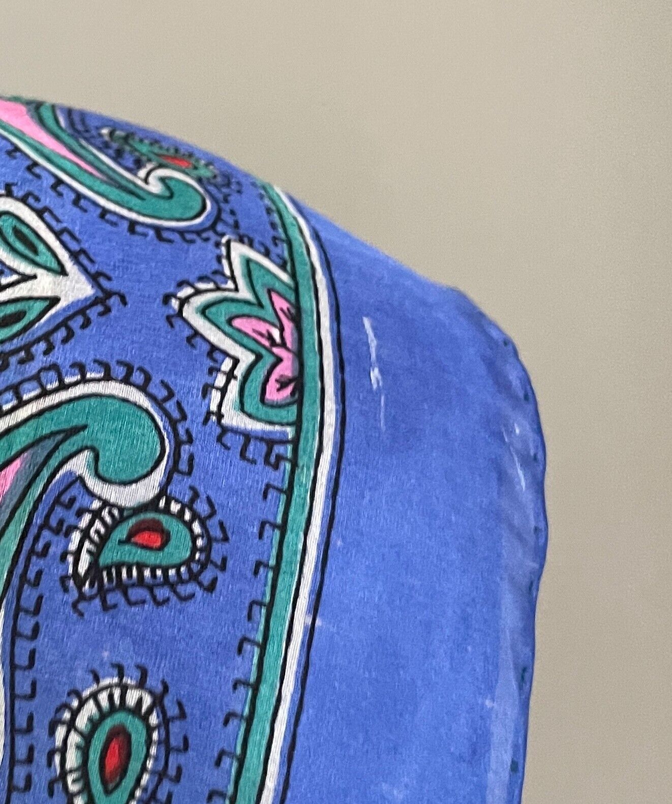 WAGON 100% SILK Square Neck Scarf Blue Green Red White Paisley Foulard 81 x85 cm