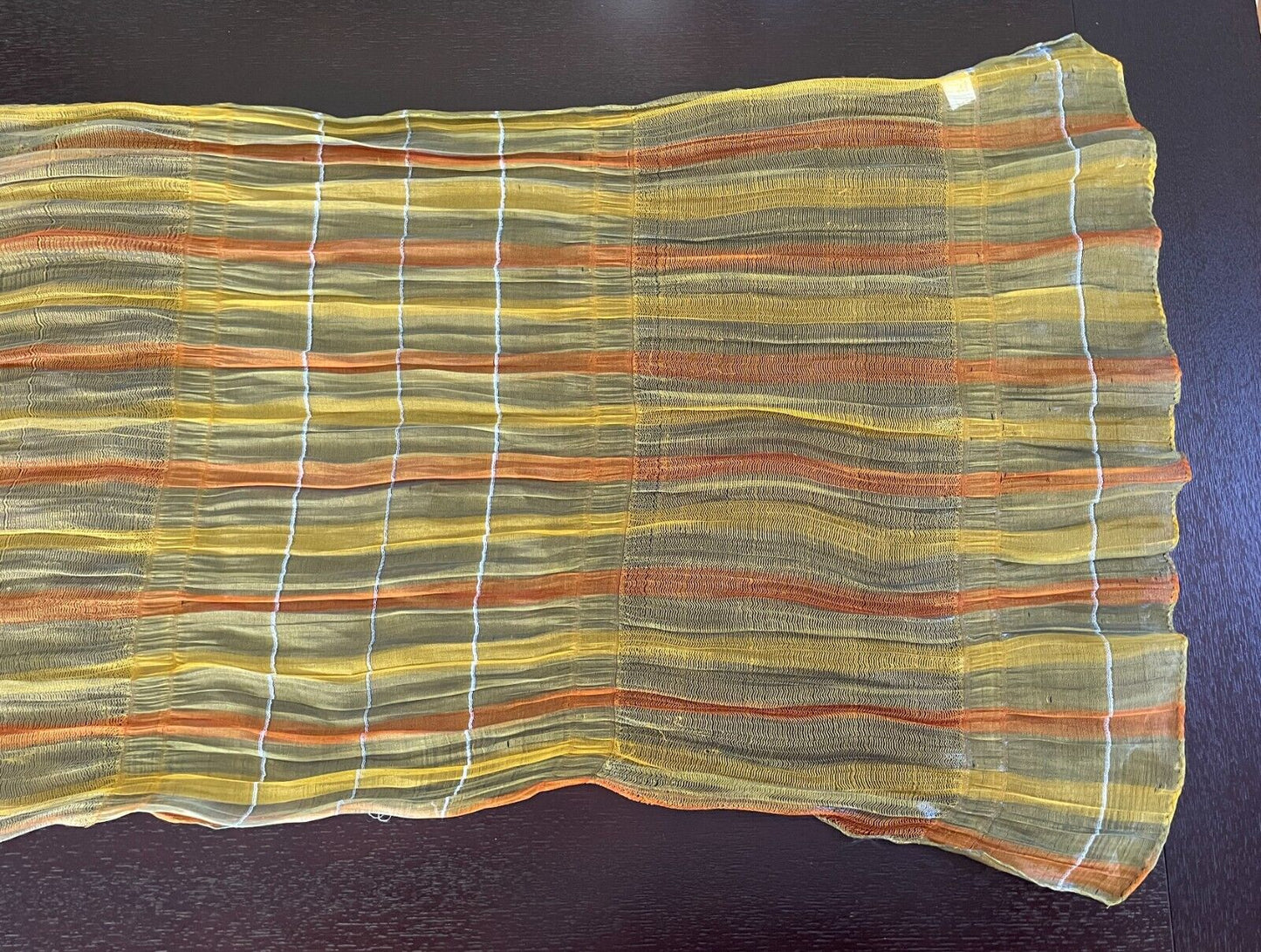 45% SILK Scarf Golden Yellow Orange Blue White Iridescent Fabric Shawl Rectangle