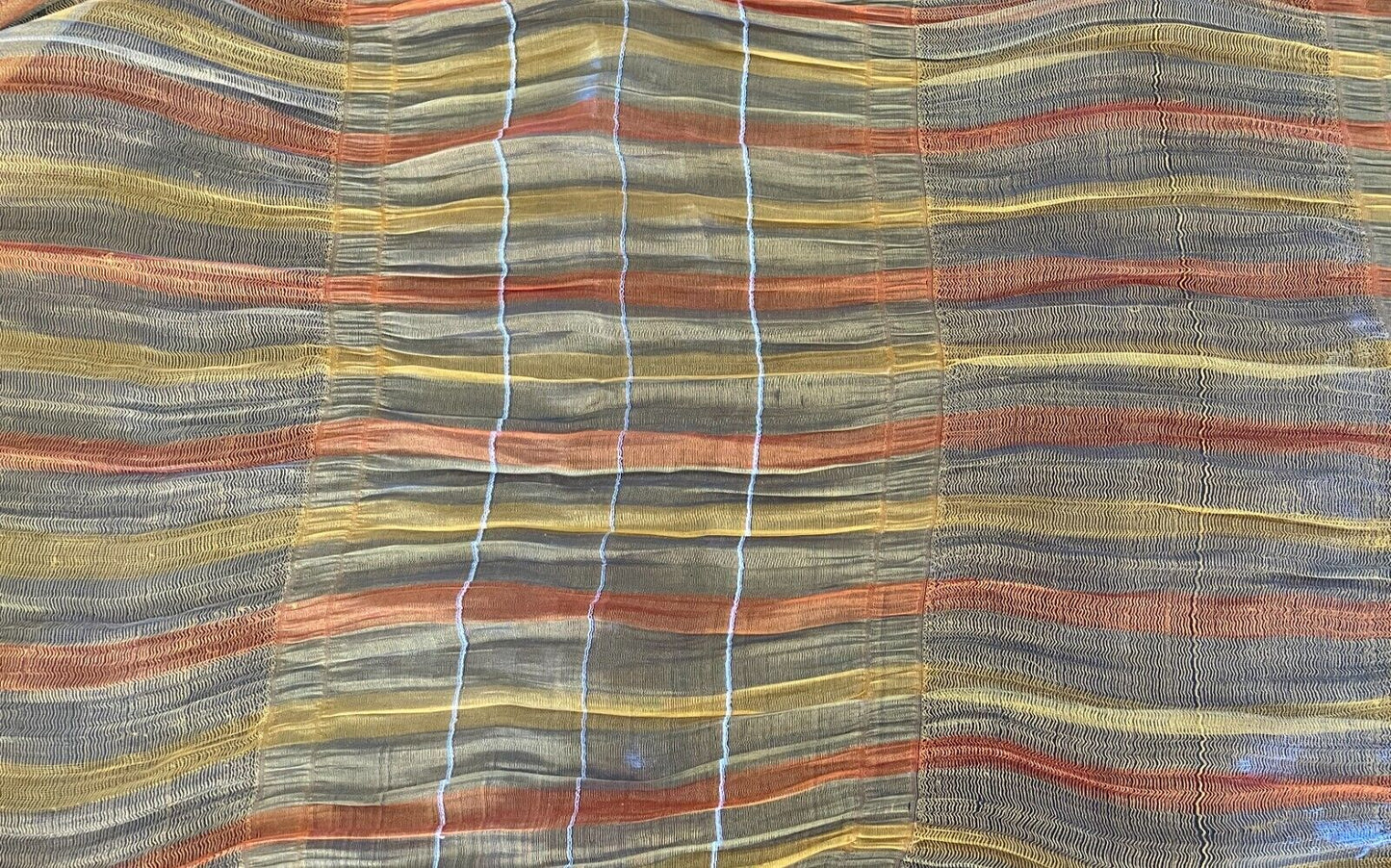 45% SILK Scarf Golden Yellow Orange Blue White Iridescent Fabric Shawl Rectangle