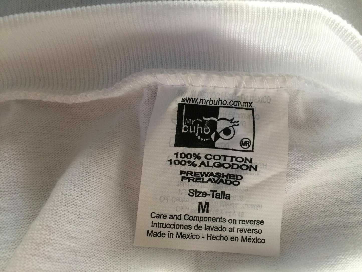 Mens T-Shirt MR BUHO Mexico Souvenir White Tequila Theme Short Sleeve Tee Size M