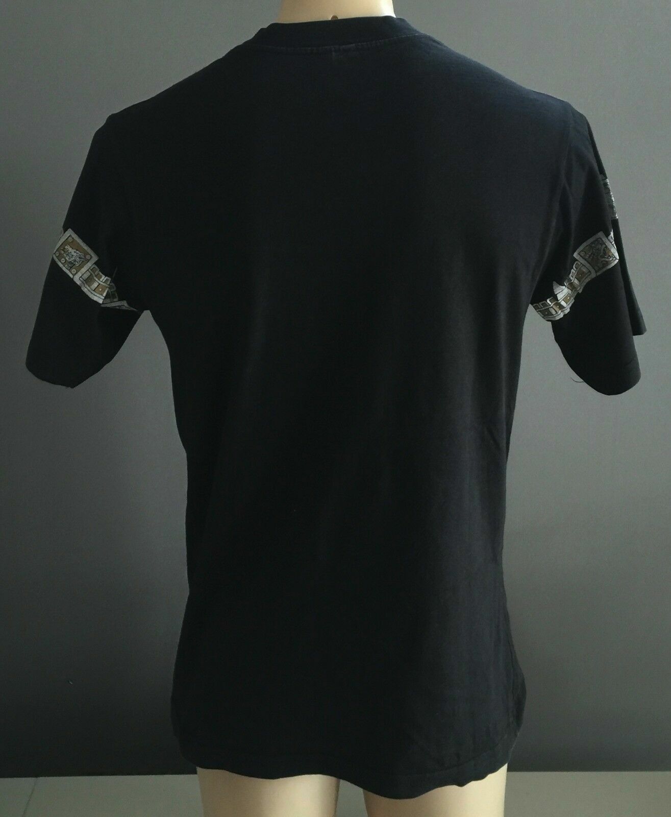 Mens T-Shirt UAXACA MEXICO Black & GoId Aztec Print Souvenir Tee Size M NEW