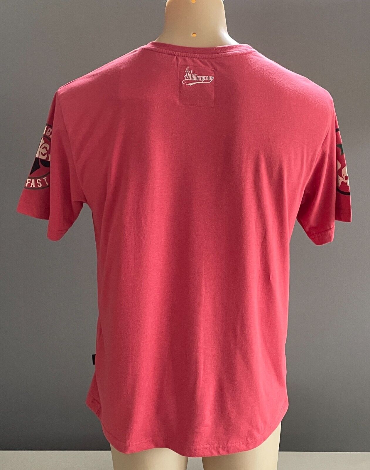 Mens T-Shirt BILLIONGROUP "Boxing" Coral Red Graphic Size M Short Sleeves NEW
