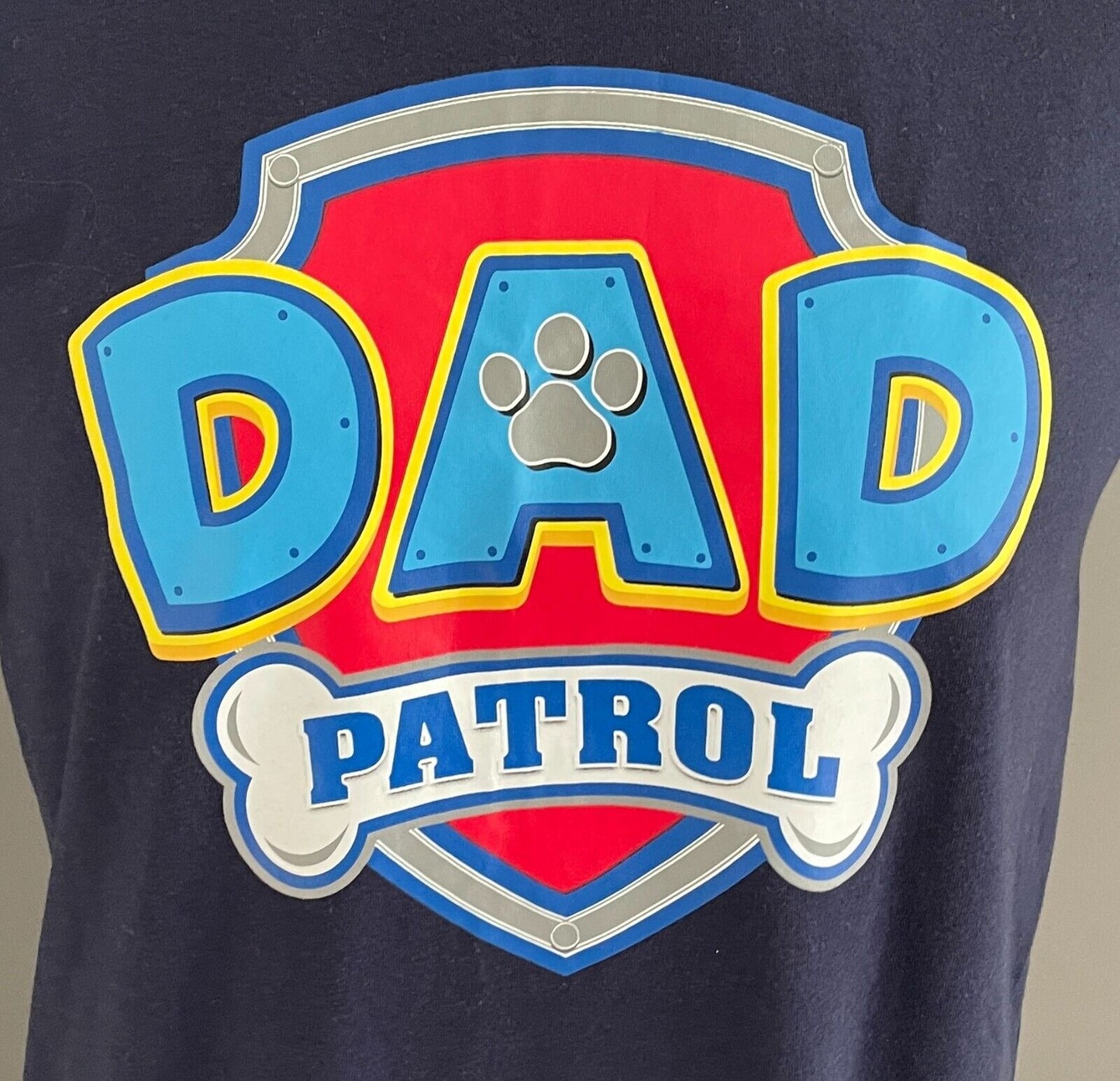 Mens T-Shirt NICKELODEON Dad Patrol Paw Patrol Short Sleeve Size M Navy Blue
