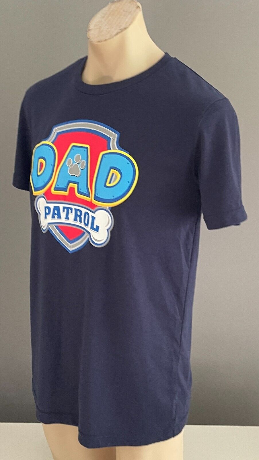 Mens T-Shirt NICKELODEON Dad Patrol Paw Patrol Short Sleeve Size M Navy Blue