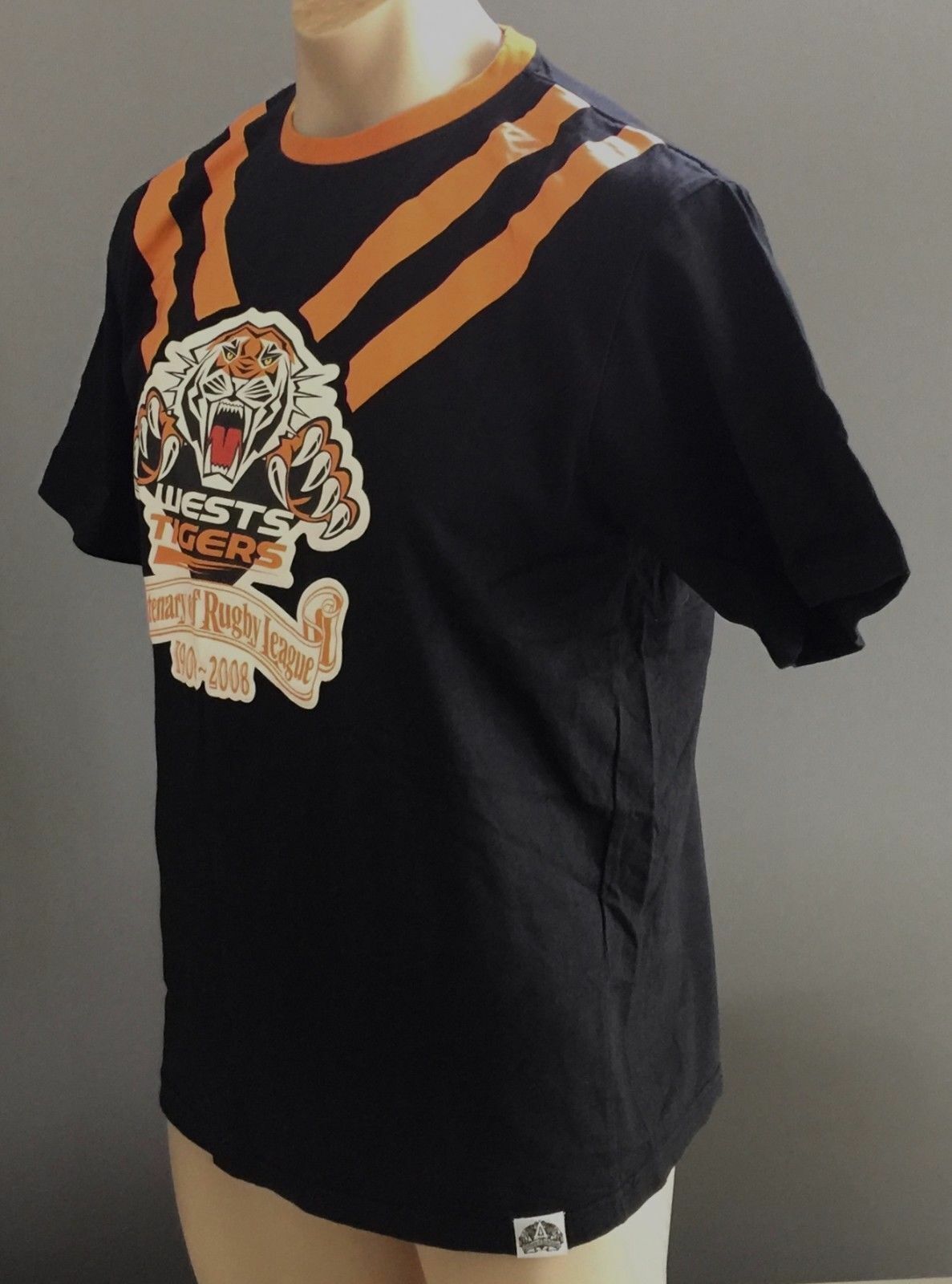 Mens Top WESTS TIGERS 2008 Black Orange Centenary of Rugby League Size M Jersey