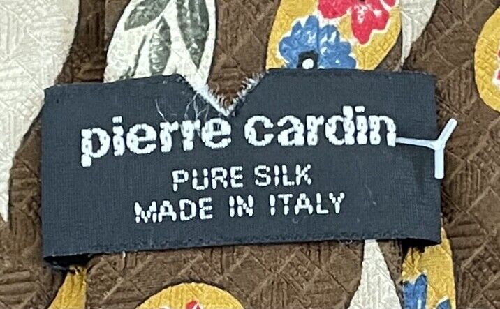 PIERRE CARDIN Vintage Mens Silk NeckTie Brown Paisley Floral Multi Coloured Tie