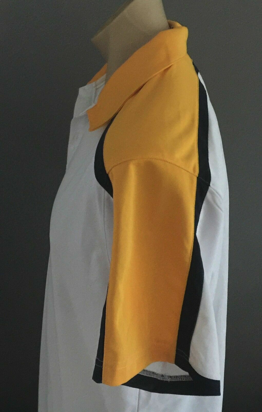 Polo Shirt ISC Jersey Top White Yellow Black Training Tee Sh/Sleeve Mens XL NEW