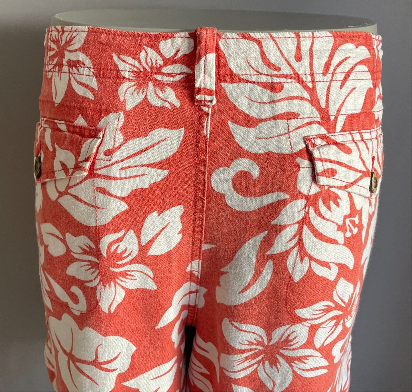 SPORTSCRAFT Cargo Shorts Orange White Mens Size 107 42 Tropical Linen Fabric