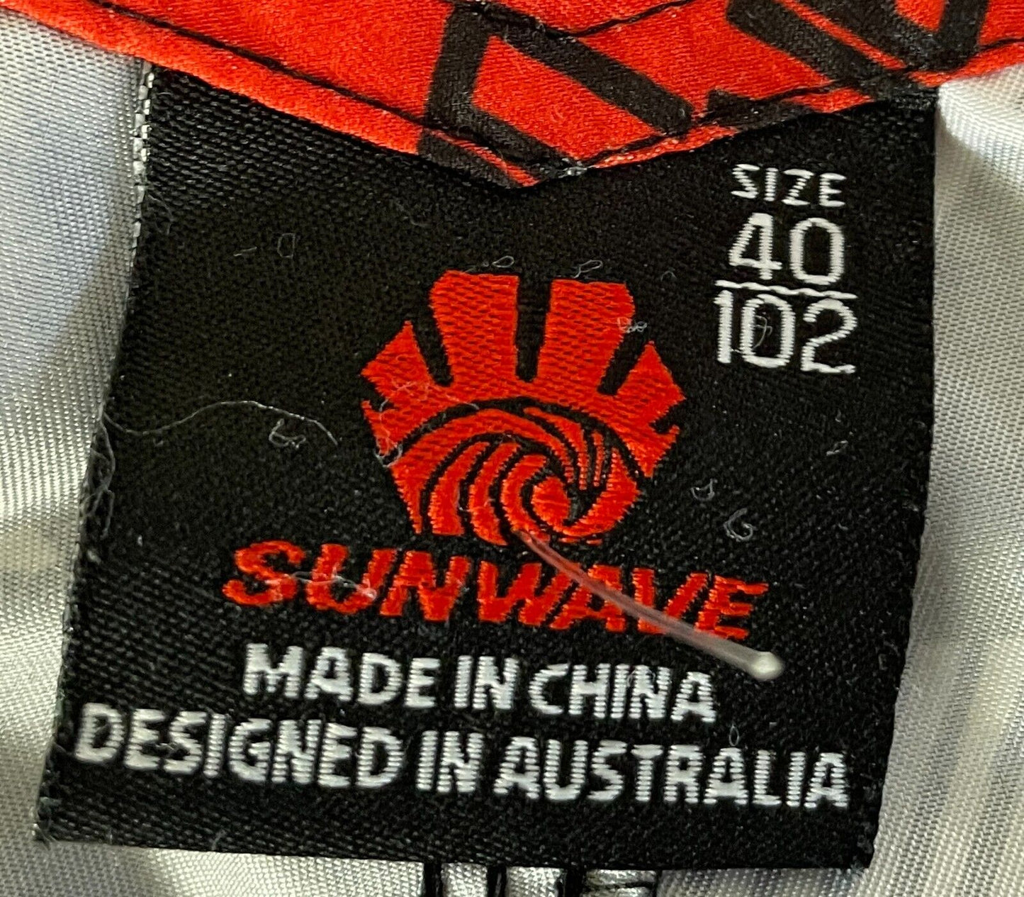 Board Shorts SUNWAVE Swim Trunks Black Red White Stars Mens Size 40 102cm Waist
