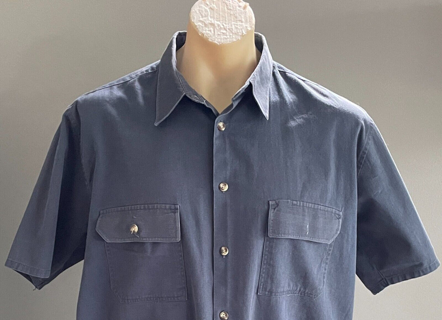 STUBBIES Shirt Cotton Short Sleeve Tradies Pockets Navy Button Up Mens XL