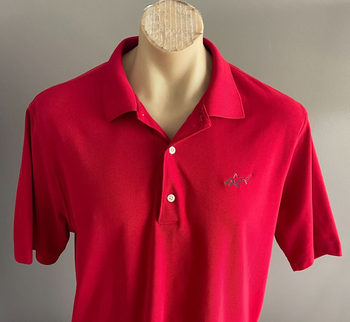 Polo Shirt GREG NORMAN Red Golf Short Sleeve 3 Button Collar Mens 120cm Chest