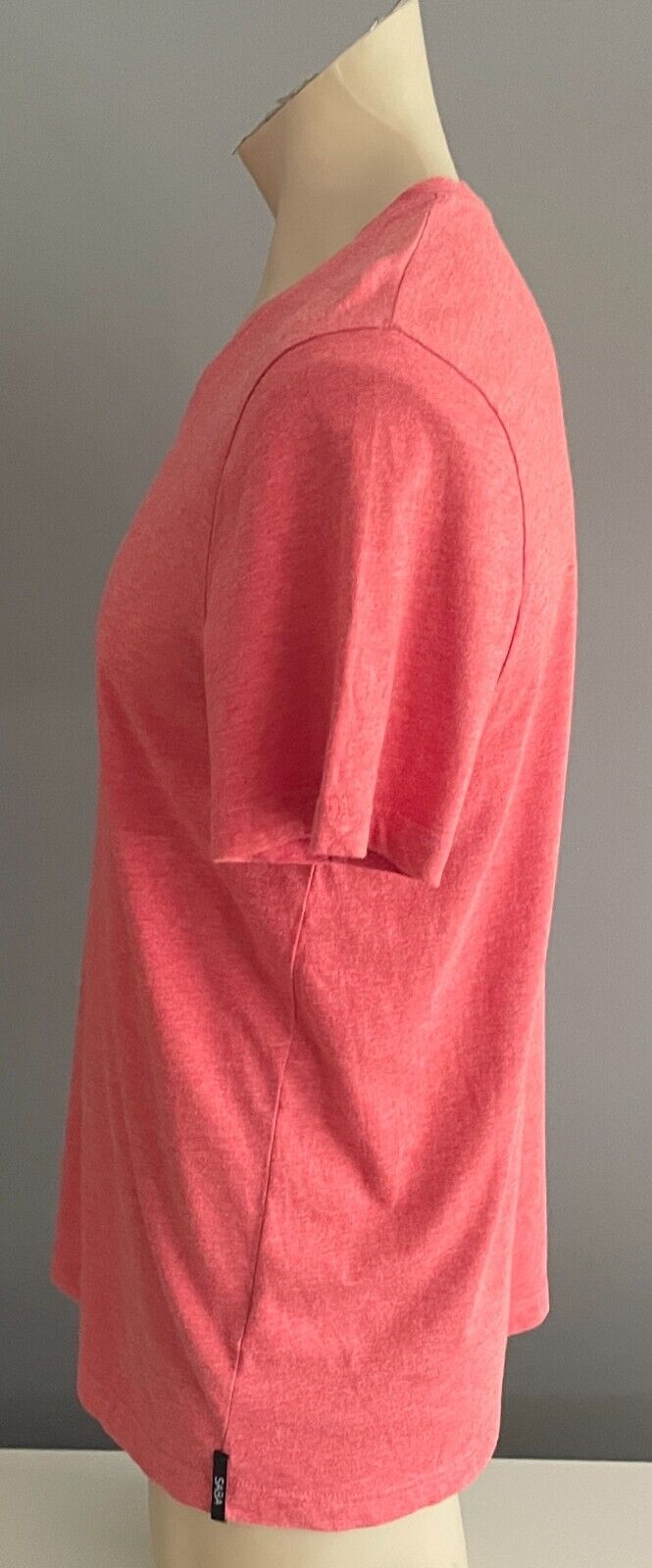 SABA T-Shirt Coral Red Marl Short Sleeve Top Mens Size L Cotton V-Neck