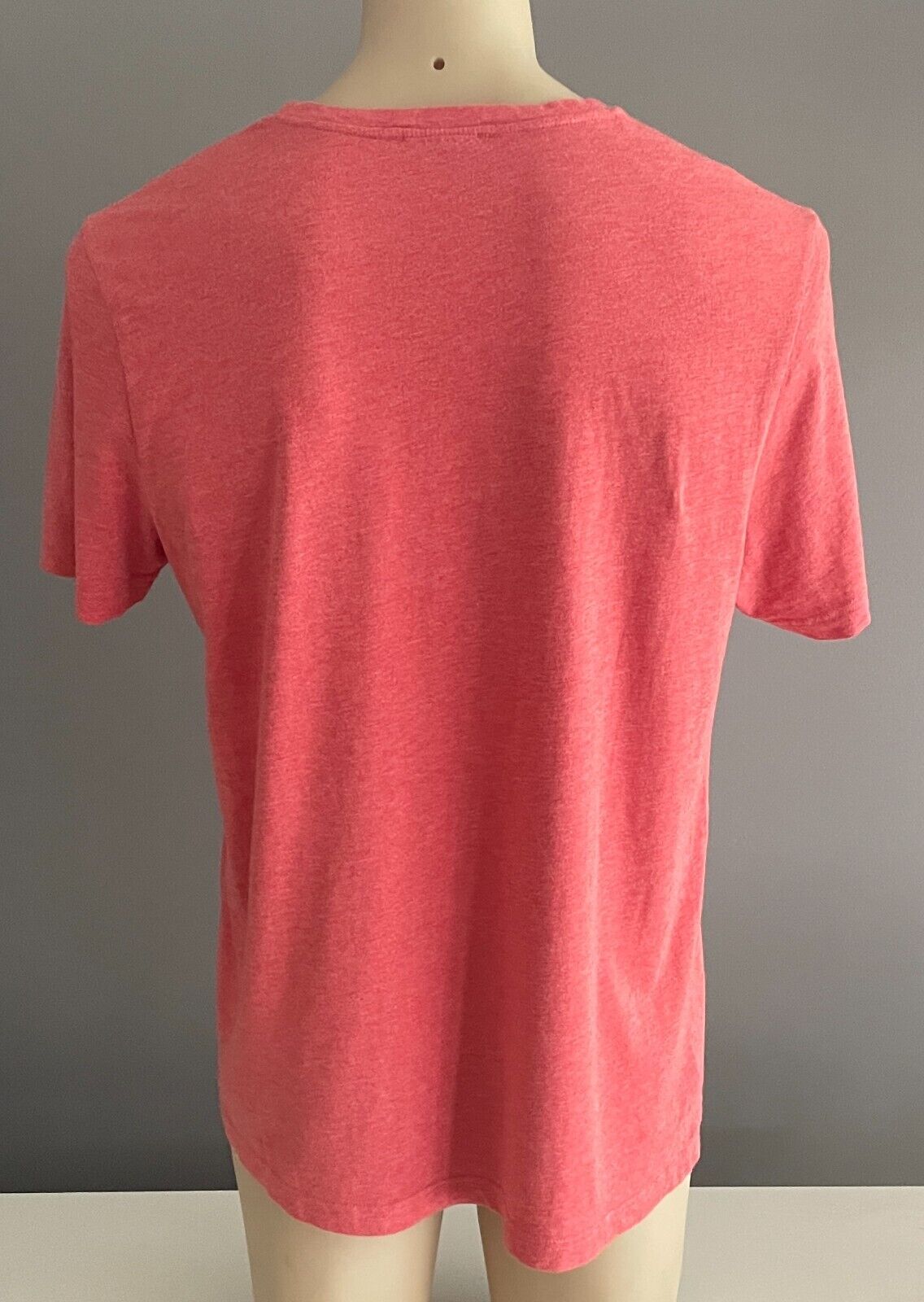 SABA T-Shirt Coral Red Marl Short Sleeve Top Mens Size L Cotton V-Neck