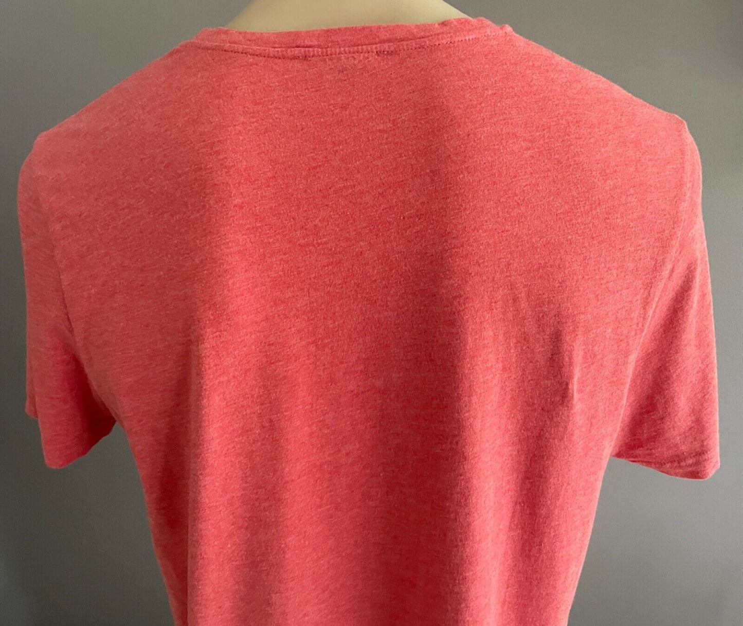 SABA T-Shirt Coral Red Marl Short Sleeve Top Mens Size L Cotton V-Neck