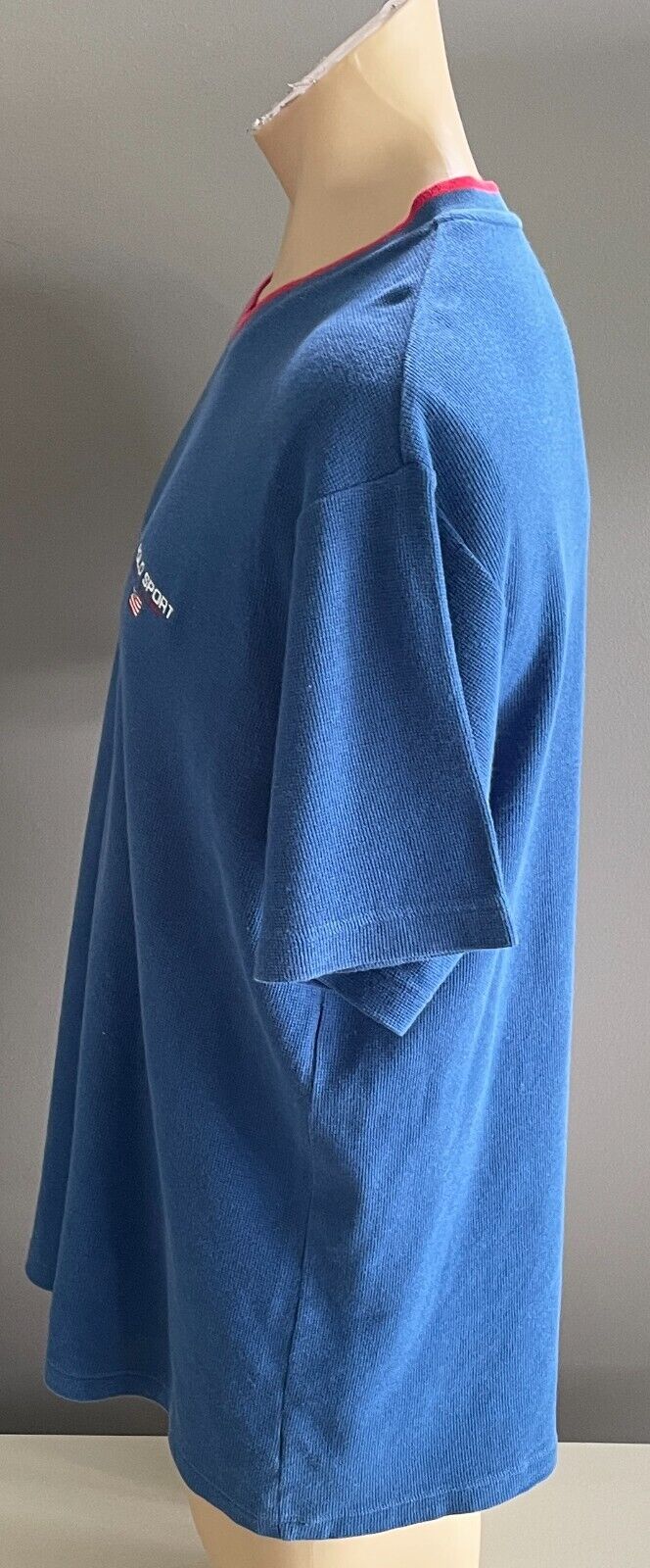 POLO SPORT by RALPH LAUREN T-Shirt Blue Waffle V Neck Mens XL 128cm US Flag