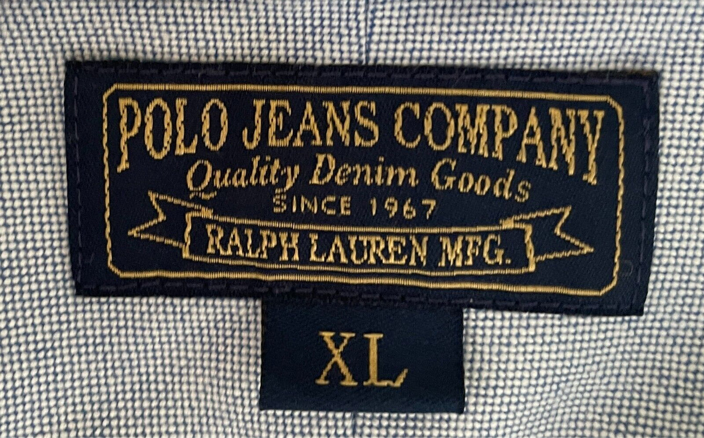 POLO JEANS COMPANY RALPH LAUREN Shirt Sz XL Blue Black White Stripe Long Sleeve