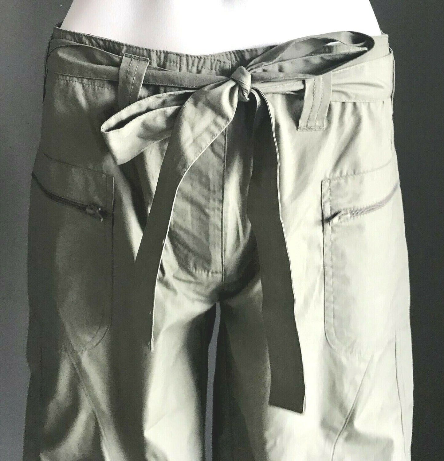 BLUE RIDGE Ladies Size S 8 Pants Crop Khaki Waist Tie Trousers Vintage Retro