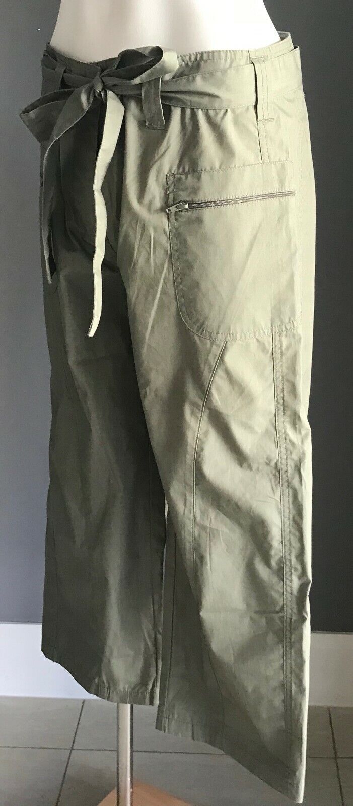 BLUE RIDGE Ladies Size S 8 Pants Crop Khaki Waist Tie Trousers Vintage Retro