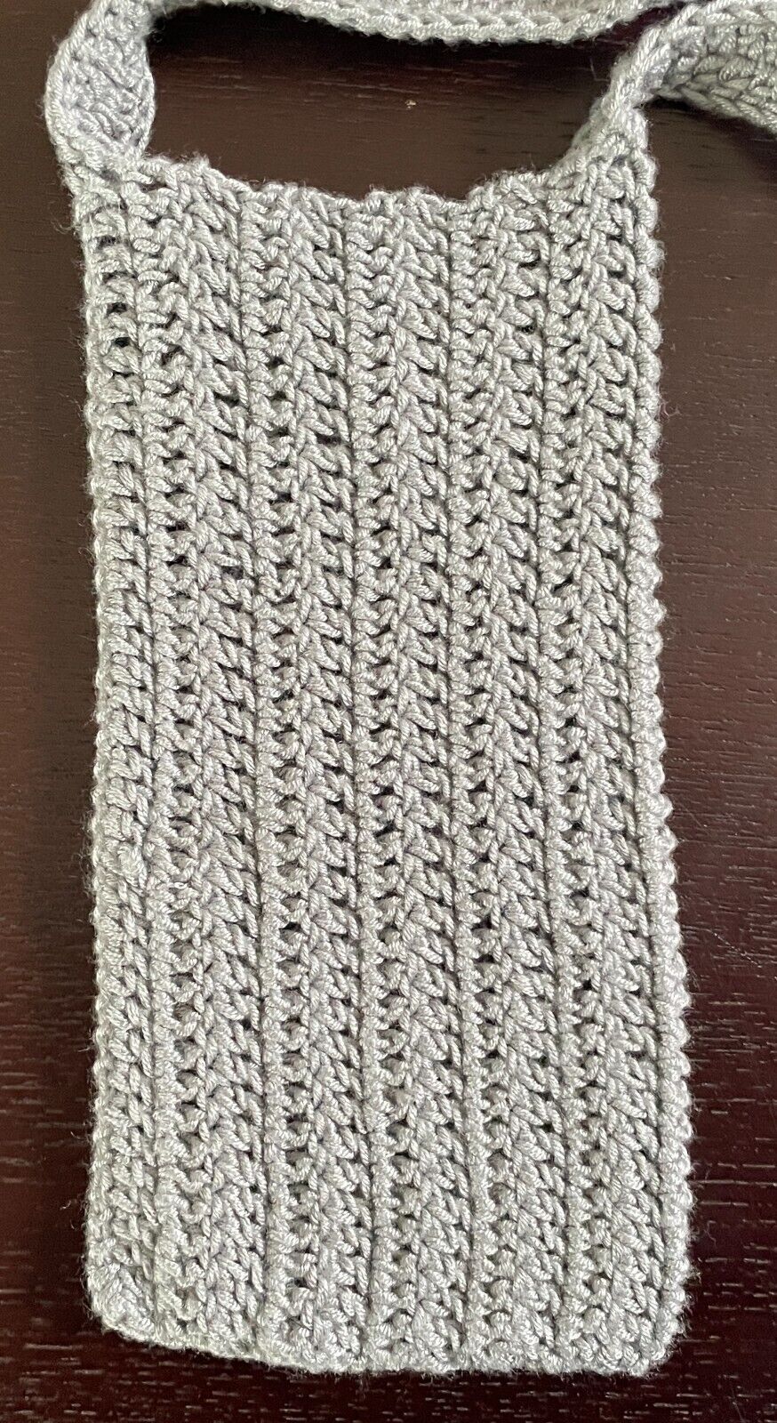 Grey Knit Crossbody Shoulder Bag Phone Essentials Size 10cm Wide x 18cm High
