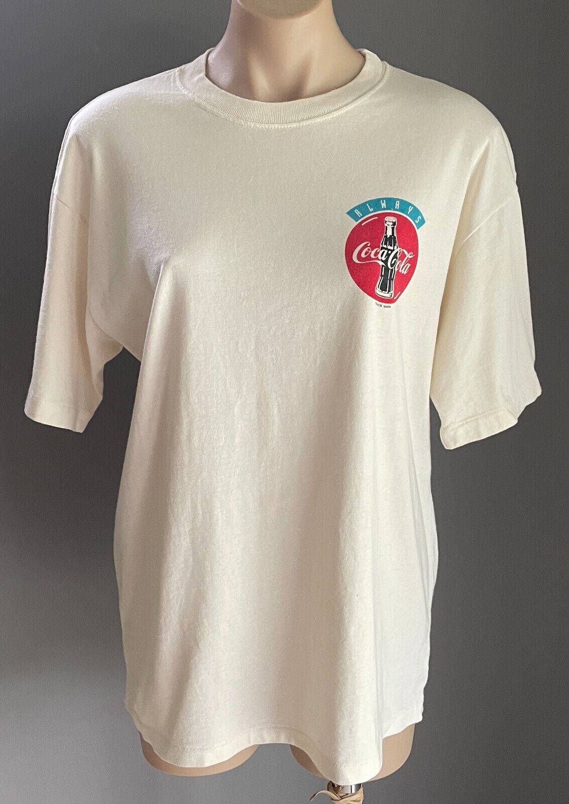 COCA COLA Hyper Active Clothing Mens T-Shirt Cream Sh/Sleeve Logo Chest 106cm XL