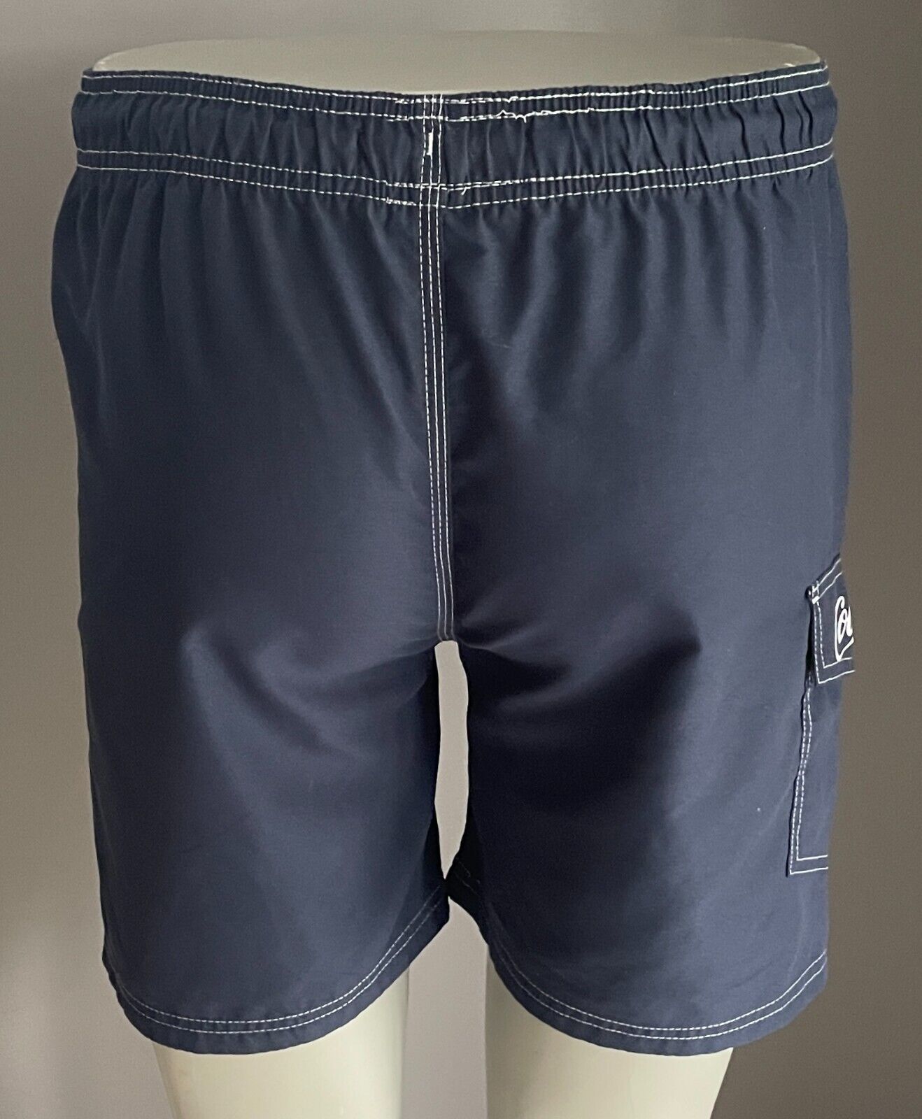 COCA COLA Swim Board Shorts Navy White Elastic Waist Mens Size M Logo NEW