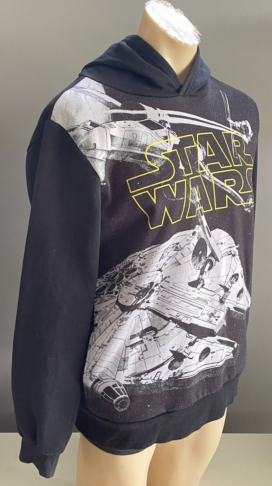 LUCAS FILMS Star Wars Print Hoodie Hoody Sloppy Joe Mens Size S Spaceship NEW
