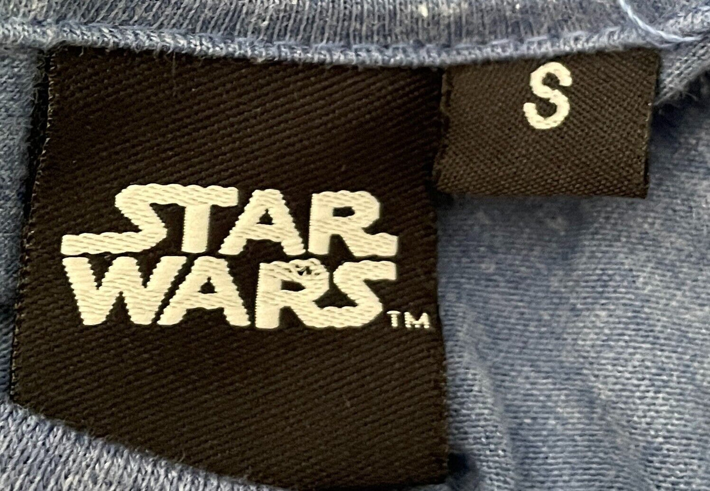 STAR WARS Unisex T-Shirt Yoda Blue Marl Tee Size S Lucas Film Heat Press NEW