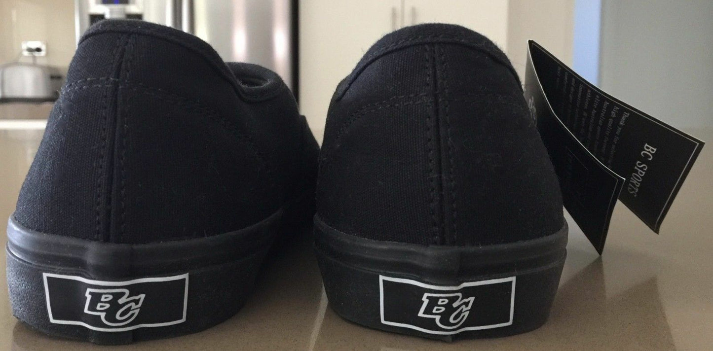 BC SPORTS "Kruza" "Black Cat" Canvas Shoes Black Sneakers Lace Mens Size 10 NEW