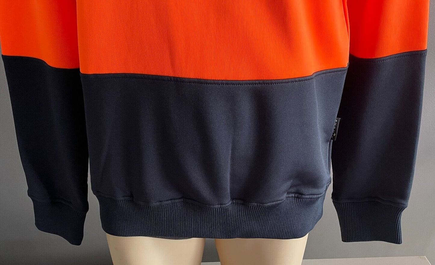 Mens SYZMIK Workwear Hi Viz Sweatshirt Orange Navy Crew Size S Tradie NEW
