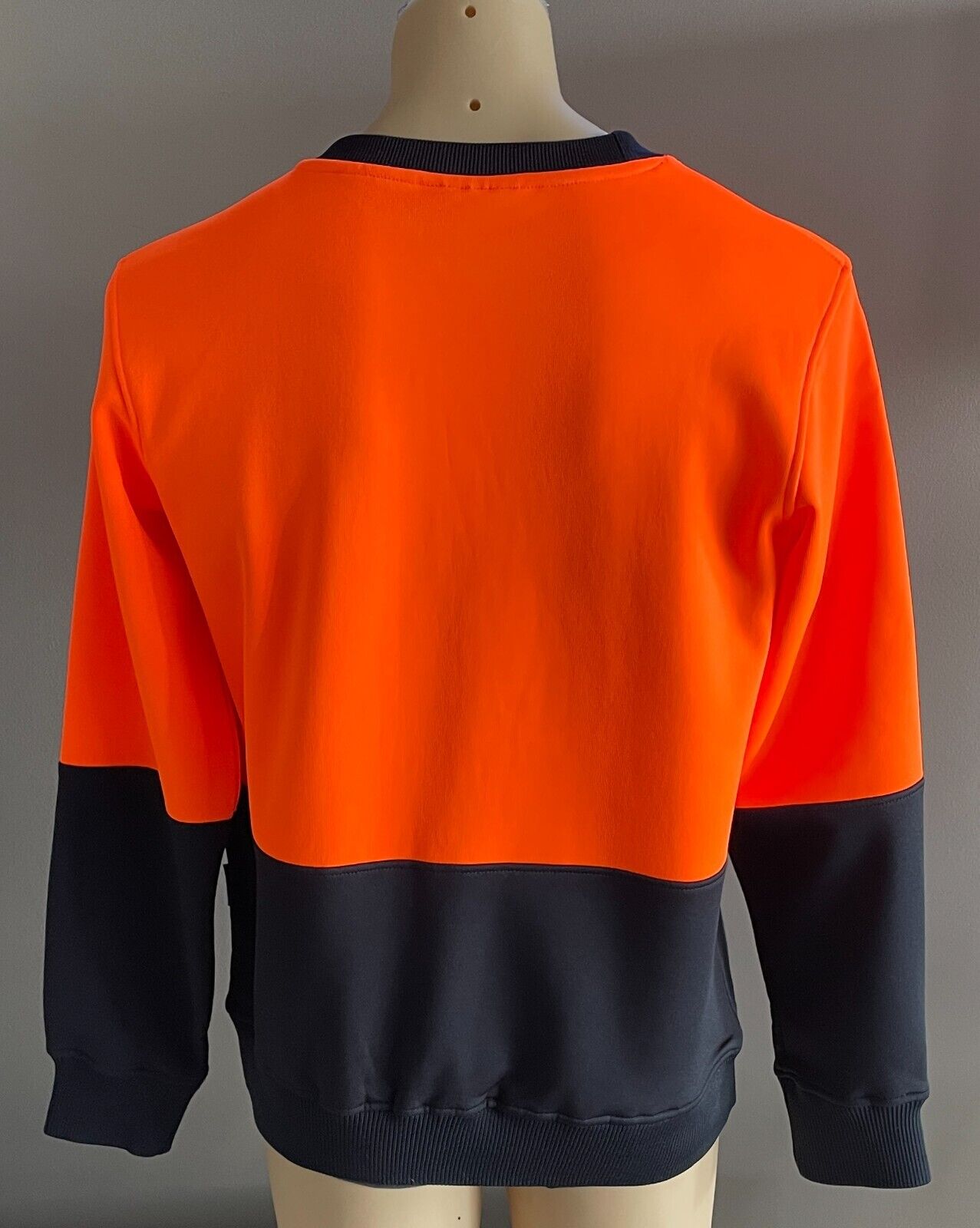 Mens SYZMIK Workwear Hi Viz Sweatshirt Orange Navy Crew Size S Tradie NEW