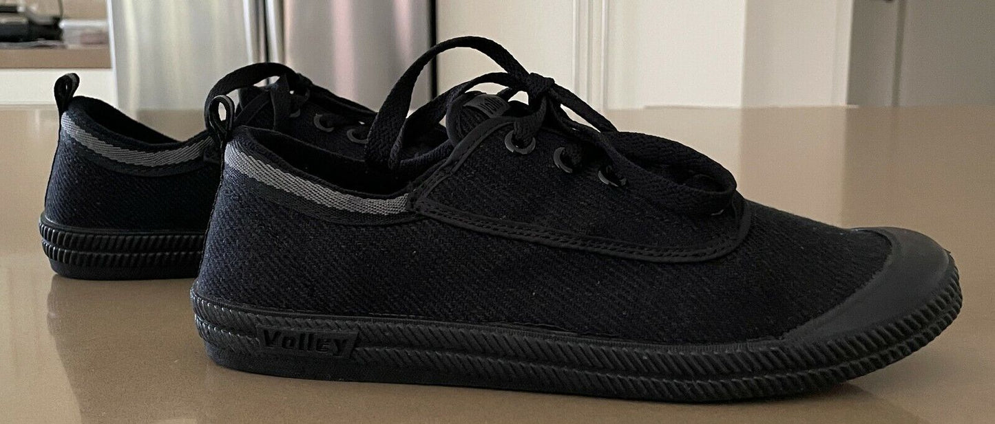 Mens DUNLOP VOLLEY Sport Shoes Black Grey Trim Lace Up Sneakers US9 UK8 NOS NEW