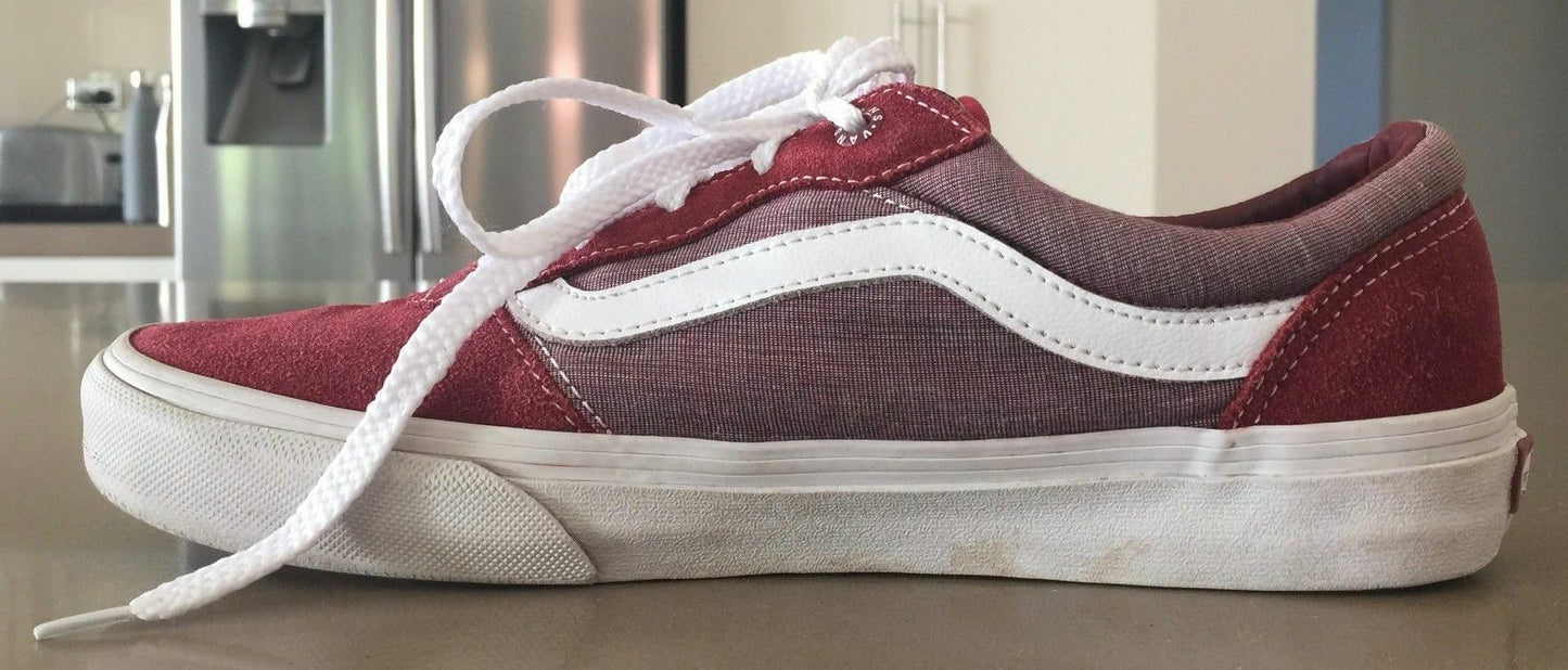 VANS Shoes Lace Up Sneakers Burgundy Old Skool Size US Mens 7 UK6 EU39 25cm