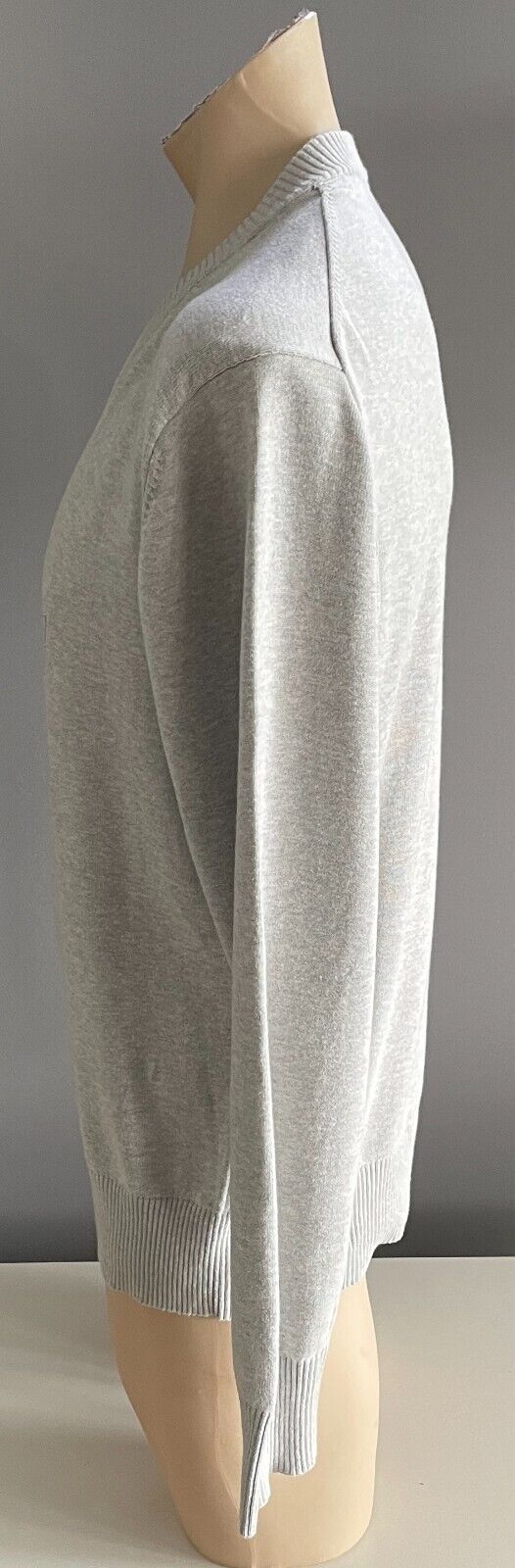 ADIDAS Mens Knit Sweatshirt Sweater Grey Marl V-Neck Size L Large Logo NEW