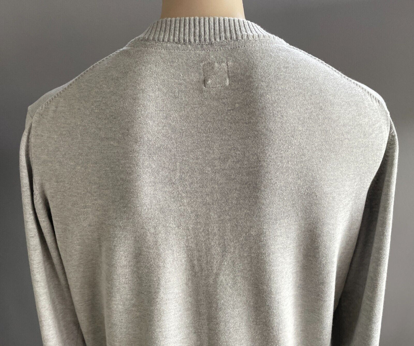ADIDAS Mens Knit Sweatshirt Sweater Grey Marl V-Neck Size L Large Logo NEW