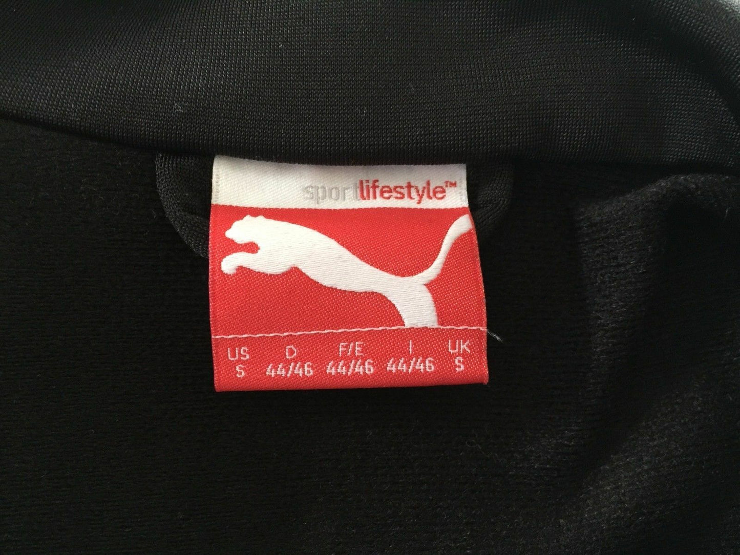 PUMA Zip Front Track Jacket Black w White Trim Mens Size S Sport Active