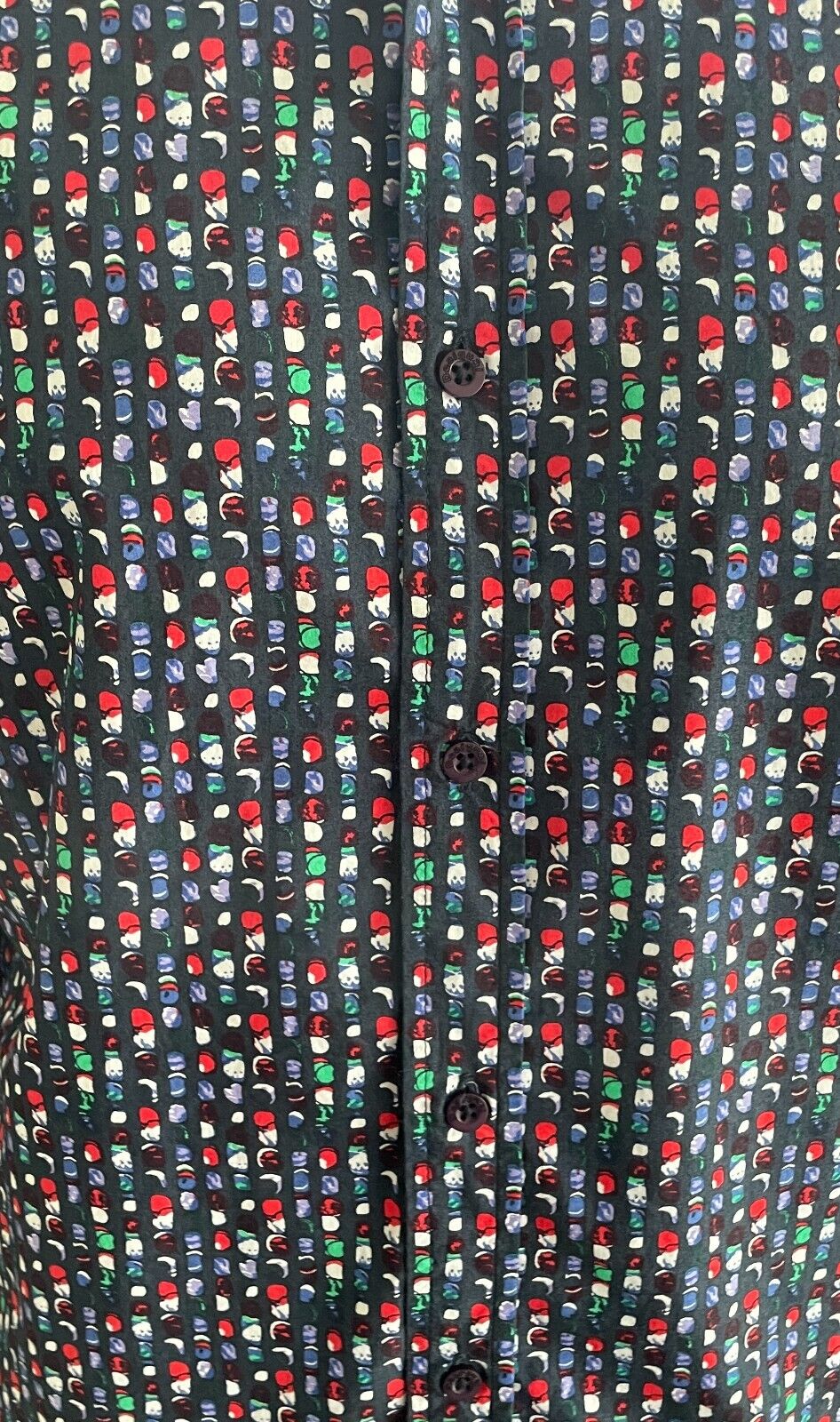 DESIGUAL Shirt Slim Fit Multicolour Print Button Up Long Sleeve Mens Size L