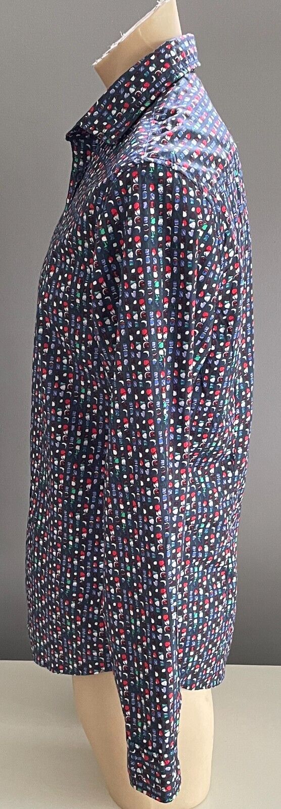 DESIGUAL Shirt Slim Fit Multicolour Print Button Up Long Sleeve Mens Size L