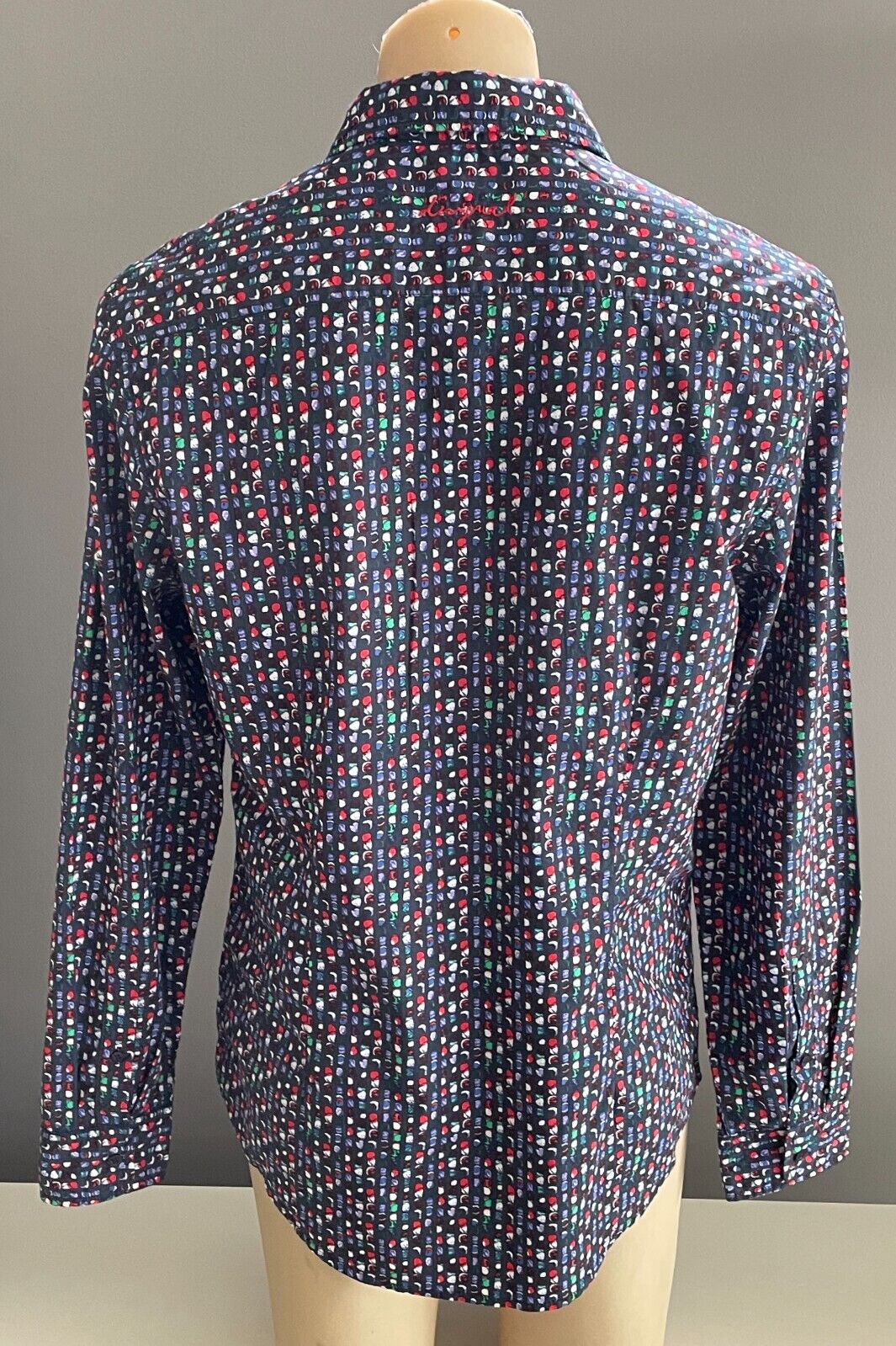 DESIGUAL Shirt Slim Fit Multicolour Print Button Up Long Sleeve Mens Size L
