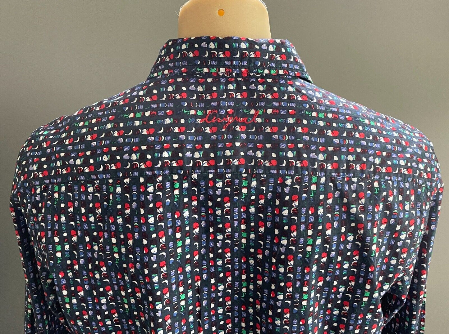 DESIGUAL Shirt Slim Fit Multicolour Print Button Up Long Sleeve Mens Size L