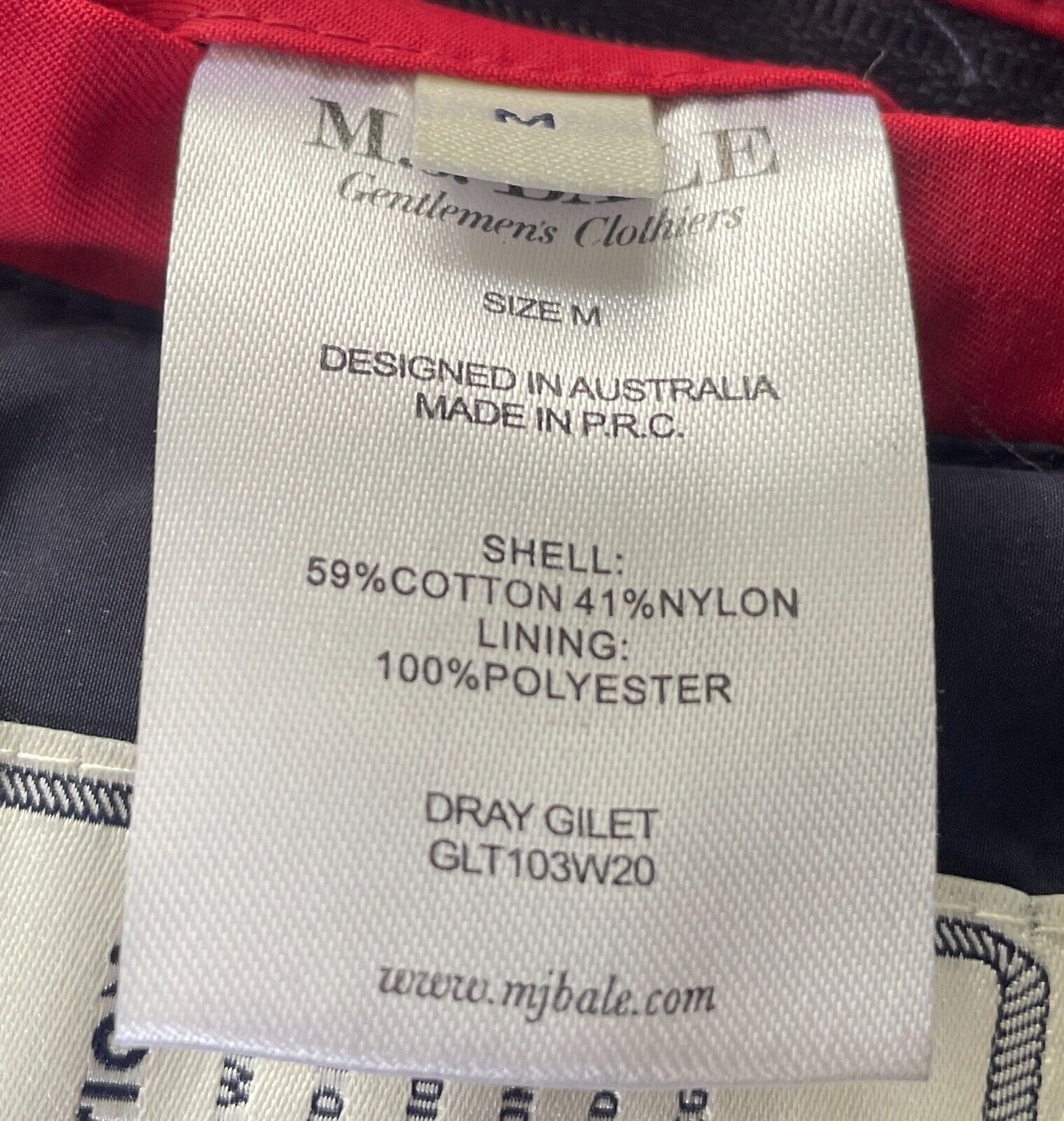 M J BALE Voyager Collection Mens Size M Red Navy Dray Gilet Vest Jacket Full Zip