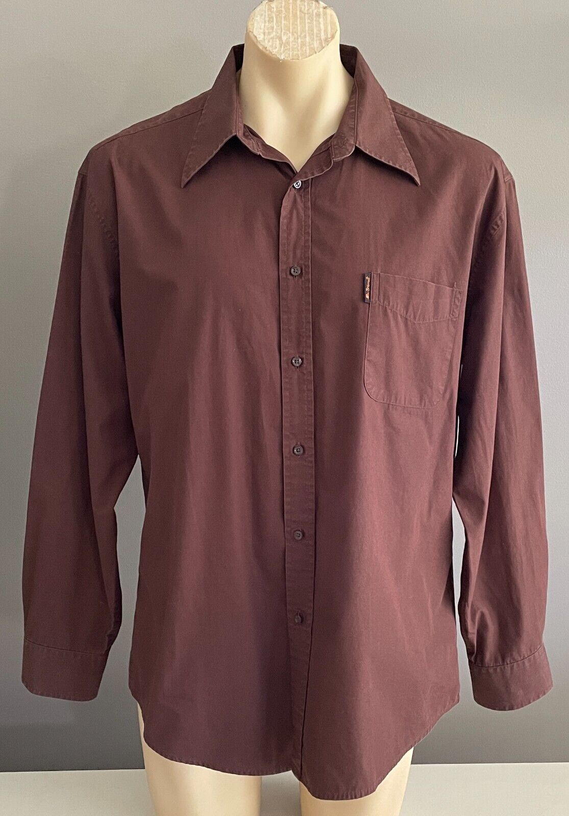 BEN SHERMAN Shirt Brown Long Sleeve Button Front Mens Size 4 XL XXXXL