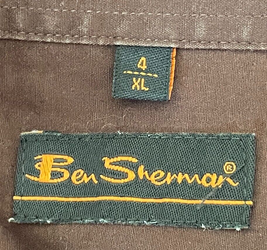 BEN SHERMAN Shirt Brown Long Sleeve Button Front Mens Size 4 XL XXXXL