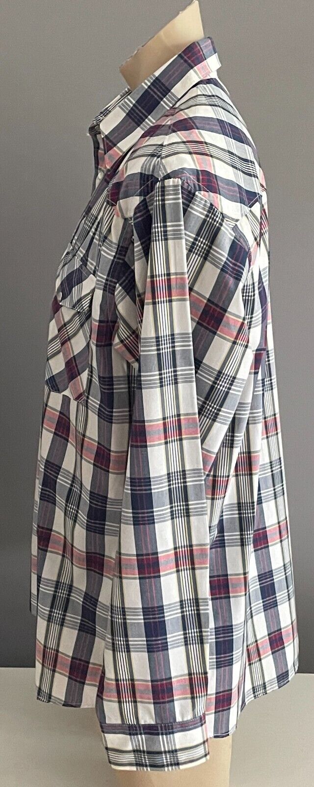 BISLEY Western Shirt Blue Red Yellow Check Pearl Snap Long Sleeve Mens Size L