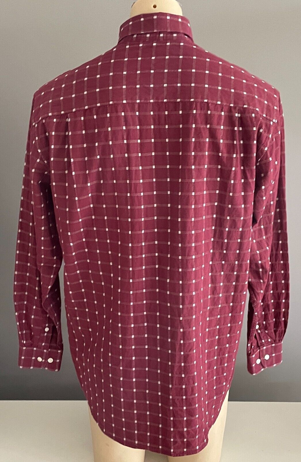 R M WILLIAMS Shirt Hardys Wine Burgundy & White Check Long Sleeve Mens Size S