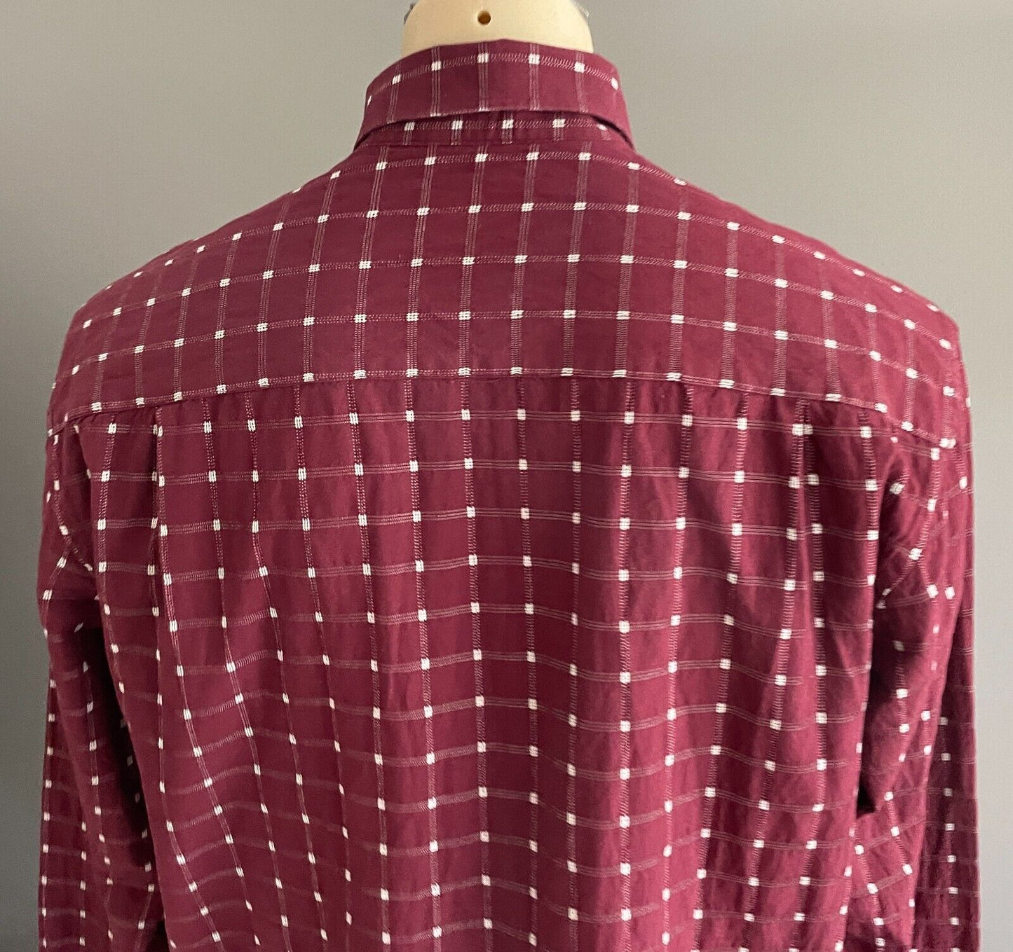 R M WILLIAMS Shirt Hardys Wine Burgundy & White Check Long Sleeve Mens Size S